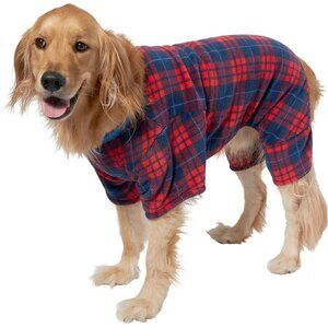 Wag-a-tude Red & Blue Plaid Fleece Dog Pajamas Large 21-24" Soft New